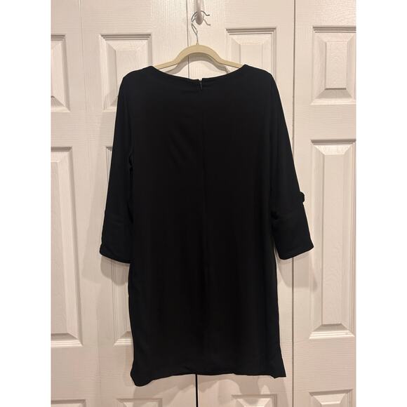Etcetera Black Sheath Dress Tie Sleeves Size 6 - Picture 2 of 8